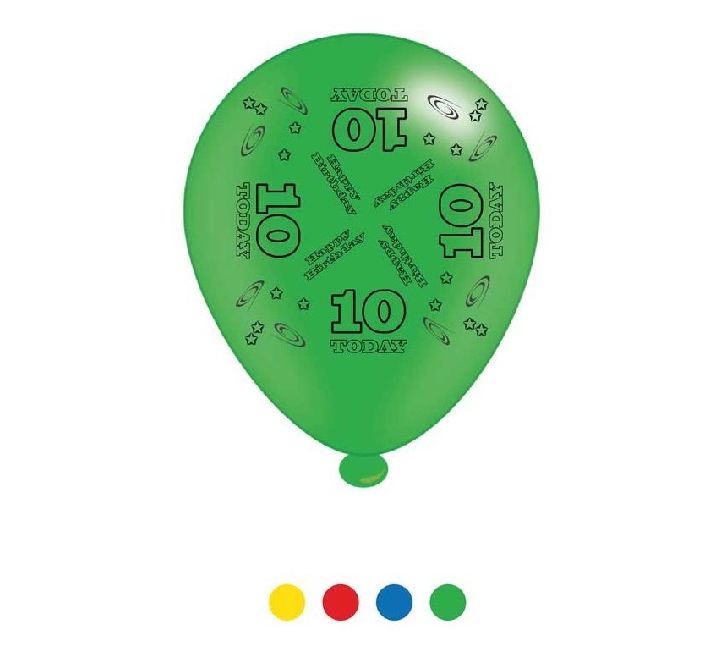 10'' Assorted Colour Age 10 Latex Balloons